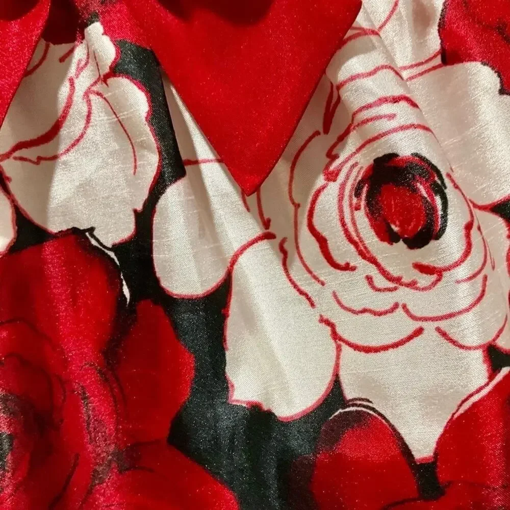 Gymboree Red Cream Floral Red Bow Dress Size 12/18 Month’s